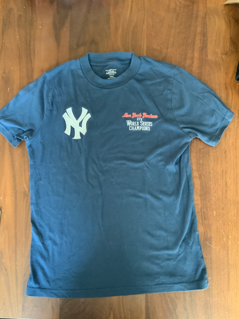 Genuine Merchandise Boys Navy New York Yankees World Series Tee with White Logo